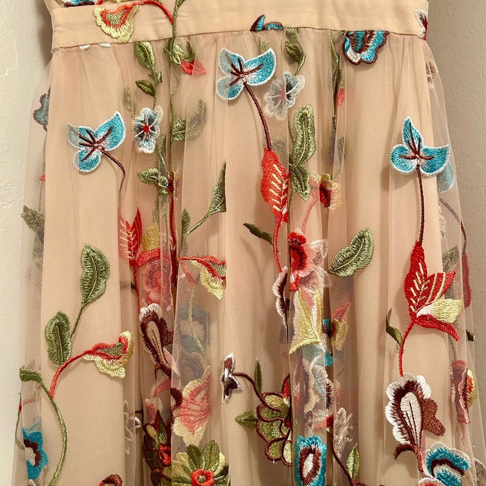 Naked dress.  Beige Maxi Dress with Multicolor Floral Embroidery - Picture 4 of 12